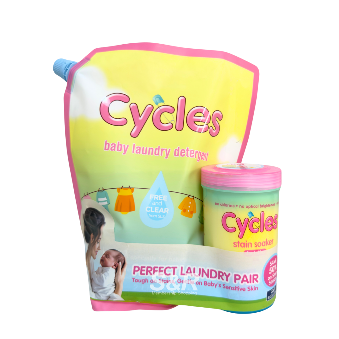 Cycles Baby Liquid Laundry Detergent 2L with Stain Soaker 500g